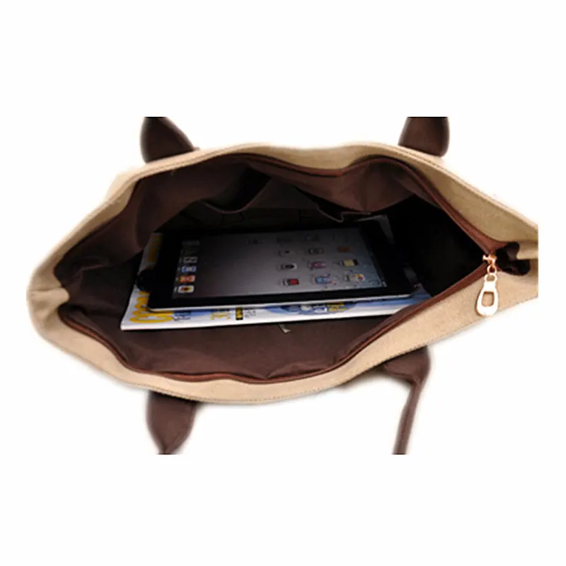 Женская сумка через плечо холщовая Большая вместительная льняная хозяйственная