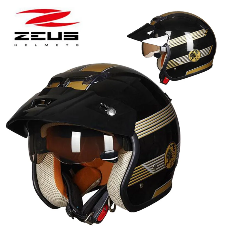 2019 Зимний новый защитный полулицевой мотоциклетный шлем ZEUS ZS 381c ABS Prince Ретро