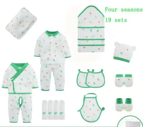 Four seasons 19 sets 18/19 шт./От 0 до 3 месяцев, весенне-осенняя одежда для новорожденных, комплект детской одежды из хлопка, комплект одежды унисекс для маленьких мальчиков и девочек - Цвет: Four seasons 19 sets