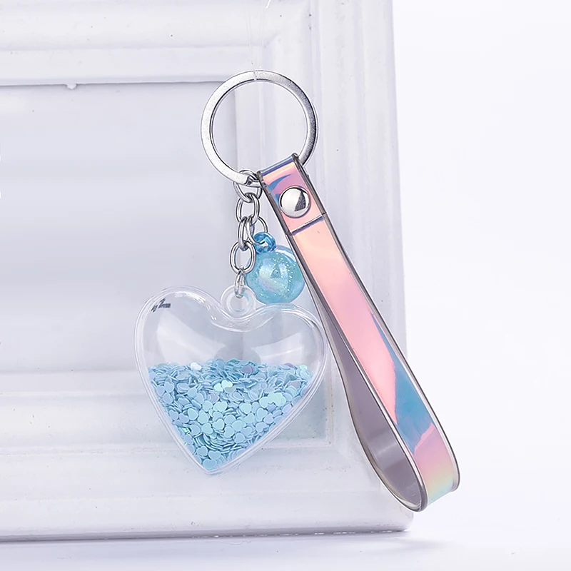 Heart Shaped Plastic Quicksand Keyring Sequins Shining Keychain Couples Women Gift Backpack Pendant | Украшения и аксессуары