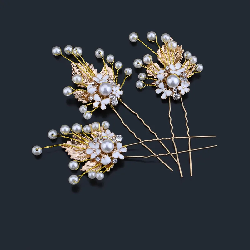 Женские шпильки для волос в стиле барокко FORSEVEN золотистые с жемчугом свадебные