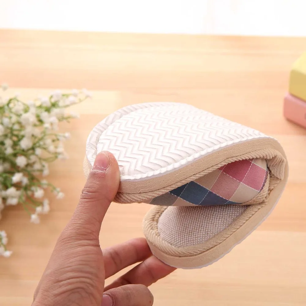 2018 домашние тапочки из натурального льна бесшумные для лета женские сандалии