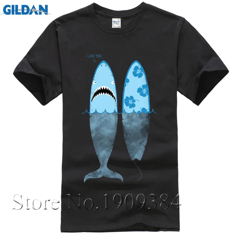 Повседневное короткий рукав Акула как Для мужчин футболка Распродажа 100% хлопок