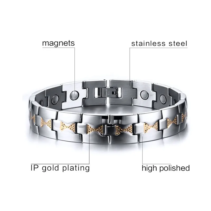 Vnox Здоровье и гигиена магниты Для мужчин браслет регулируемый Длина Нержавеющая