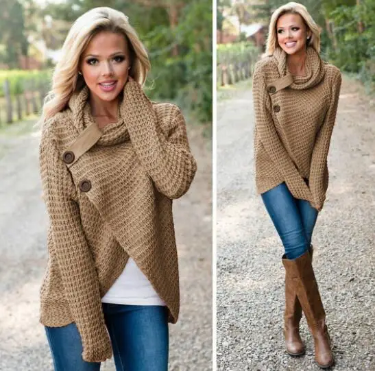 Брендовый модный теплый свитер на осень и зиму эластичный с длинными рукавами