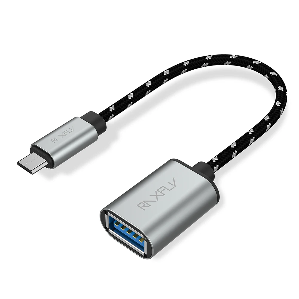 RAXFLY Micro USB OTG кабель для Xiaomi Redmi 4X USB мама к Micro USB папа OTG кабель для samsung S4 S5 S6 S7 Edge OTG конвертер - Цвет: Black