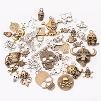 mix 100g 7colour different anchor heart skull charms pendants for bracelet necklace diy jewelry making finding accessories