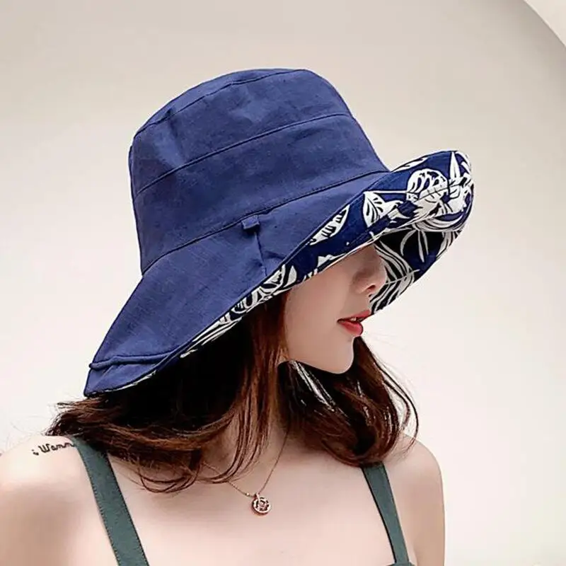 

2019 New Women Hot Sun Hat Double sided Print Fisherman Panama Cap Bob Chapeau Cotton Brand Summer Bucket Hat For Women Hip Hop