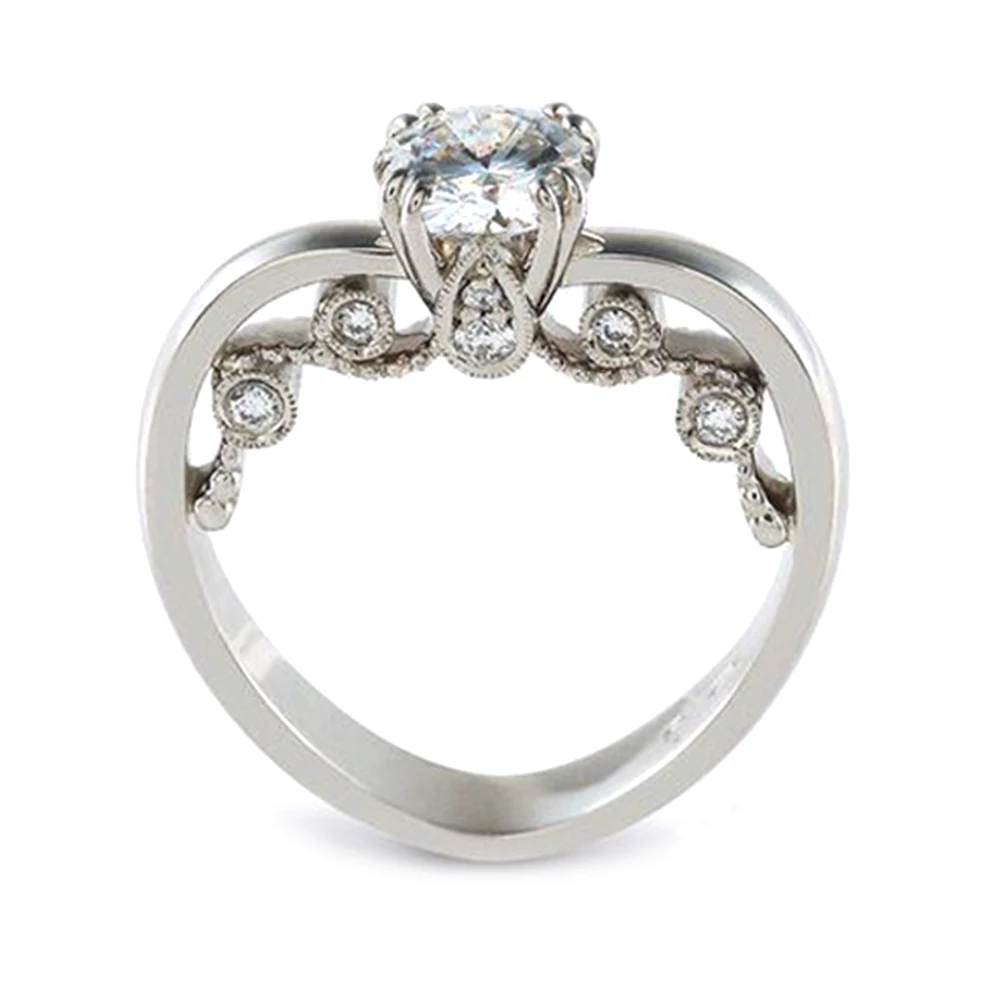 Горячая Мода женщин в форме сердца циркон инкрустированные 4 когти палец кольцо