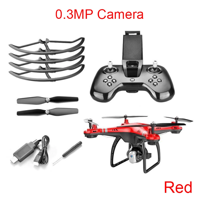 Красный XGODY RC камера Дрон 0.3MP HD камера Профессиональный FPV RC Квадрокоптер мини 2,4 ГГц wifi самолет для детей подарок - Цвет: Красный