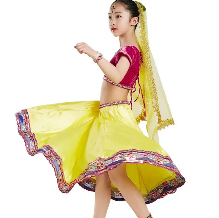 Индийские традиционные детские костюмы Sarees этнический стиль для девочек lehenda