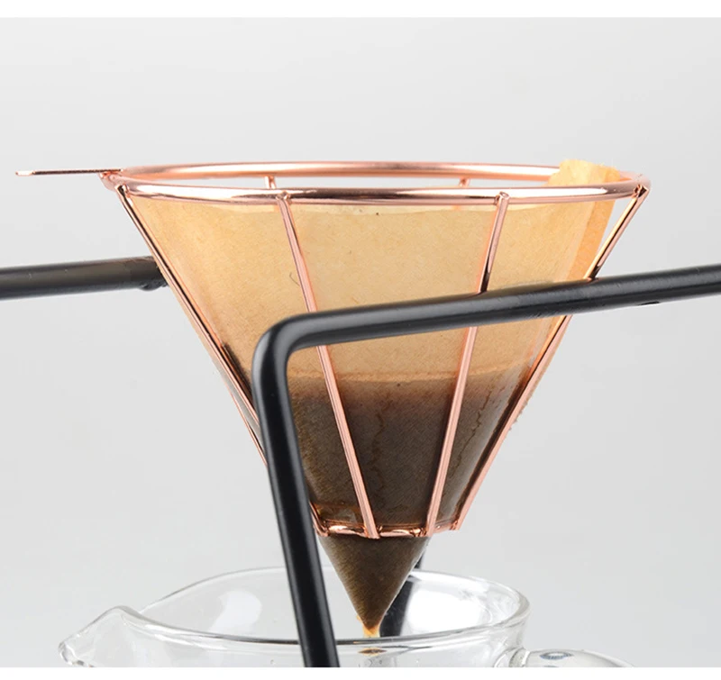 V60 металлические 1-4 чашки держатель фильтра для кофе медный варить капельного кофе фильтры аксессуары многоразовые воронки сетки фильтр корзины инструменты