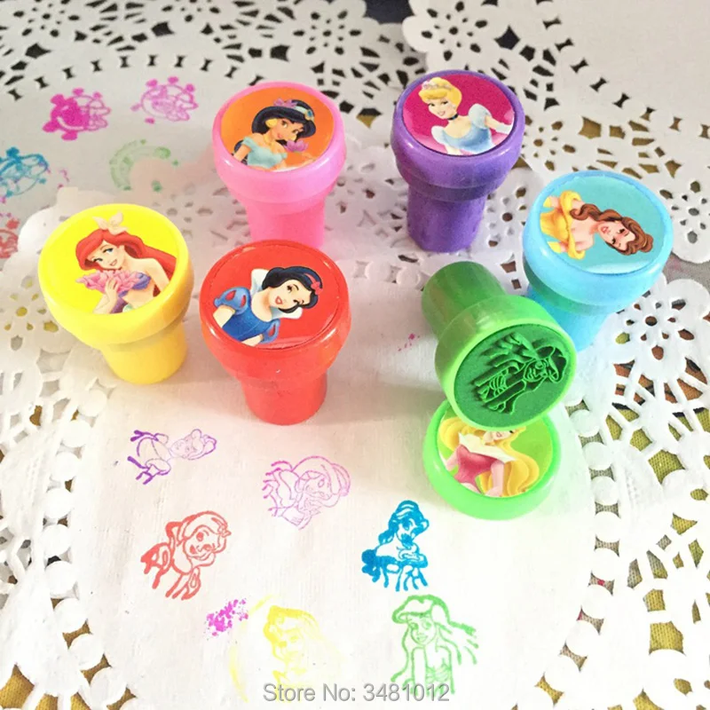 6pcs/bag Kids DIY Stamp Education Toy Cartoon Princess Painting Stamps Children School Art Tool Self Inking of Party Toys Set | Игрушки и