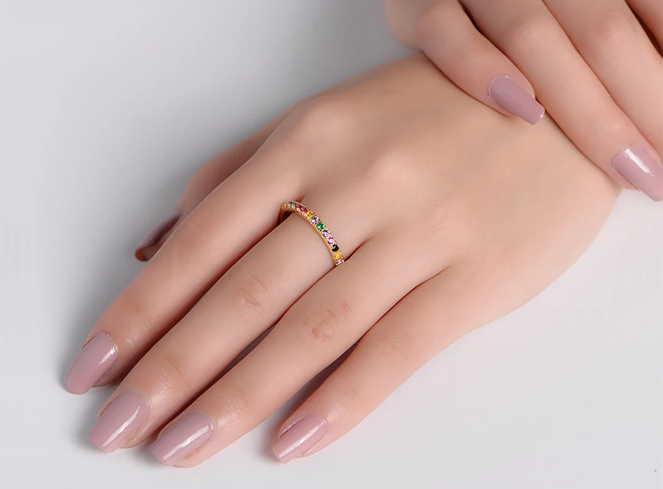 ORSA JEWELS, женские кольца из твердого 925 пробы серебра, аксессуары, микро инкрустированное красочное циркониевое кольцо, S925 серебро, хорошее ювелирное изделие OSR63