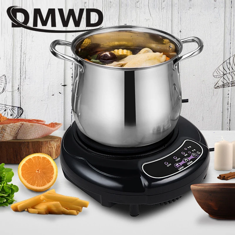 DMWD Бытовая мини электрическая индукционная плита для молока, воды, кофе, нагревательная плита, чайник, бойлер для лапши, туристический нагреватель, Кухонная Плита
