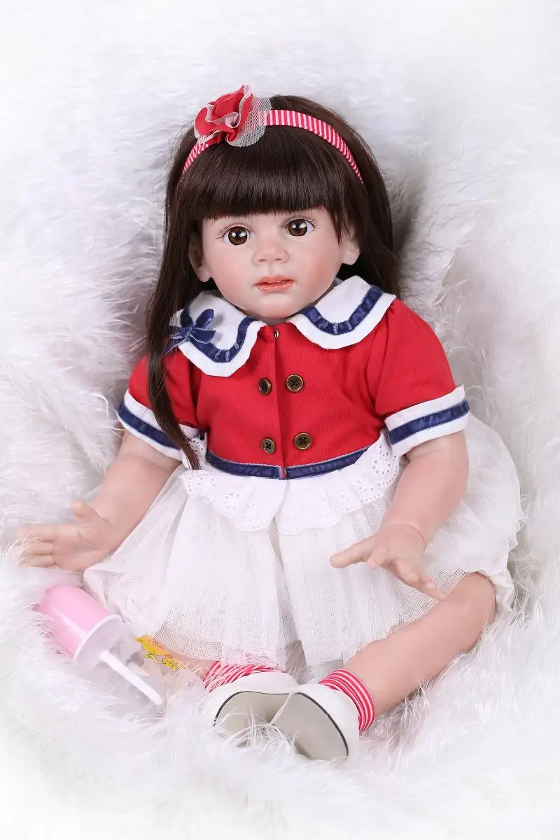 60 см кукла для новорожденных Bebe длинные волосы приклеенные куклы Adora с юбкой