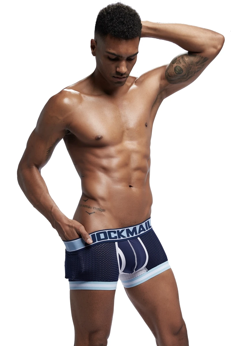 JOCKMAIL брендовые новые сексуальные сетчатые u-образные Боксеры Мужское нижнее белье сексуальные подштанники Cueca хлопковые трусы боксеры боксерские шорты для геев мужские трусы
