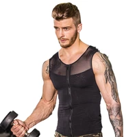 shirt slim lift chest corset men slimming waist trainer mesh undershirts posture corrector body shaper tops