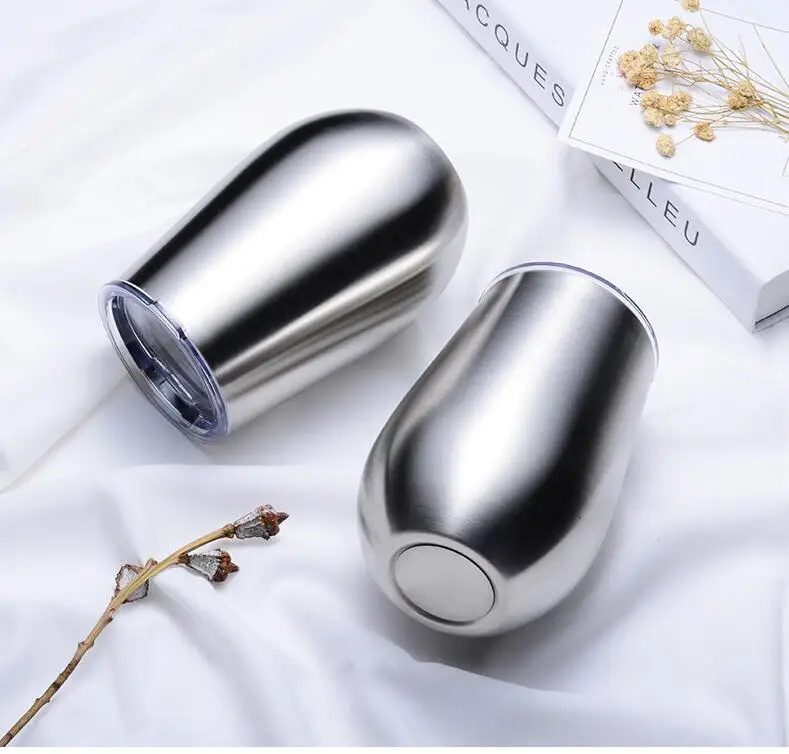 12 унций нержавеющая сталь Stemless изолированный термос кружка вакуумная кружка термос Swig Tumber oz в форме яйца чашка вино пивная кружка