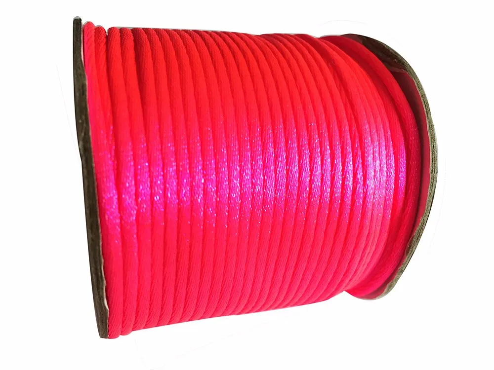 

1.5mm Dk Neon Pink Rattail Satin Nylon Cord Chinese Knot Beading Cord+Macrame Rope Bracelet Cords Accessories 80m/roll