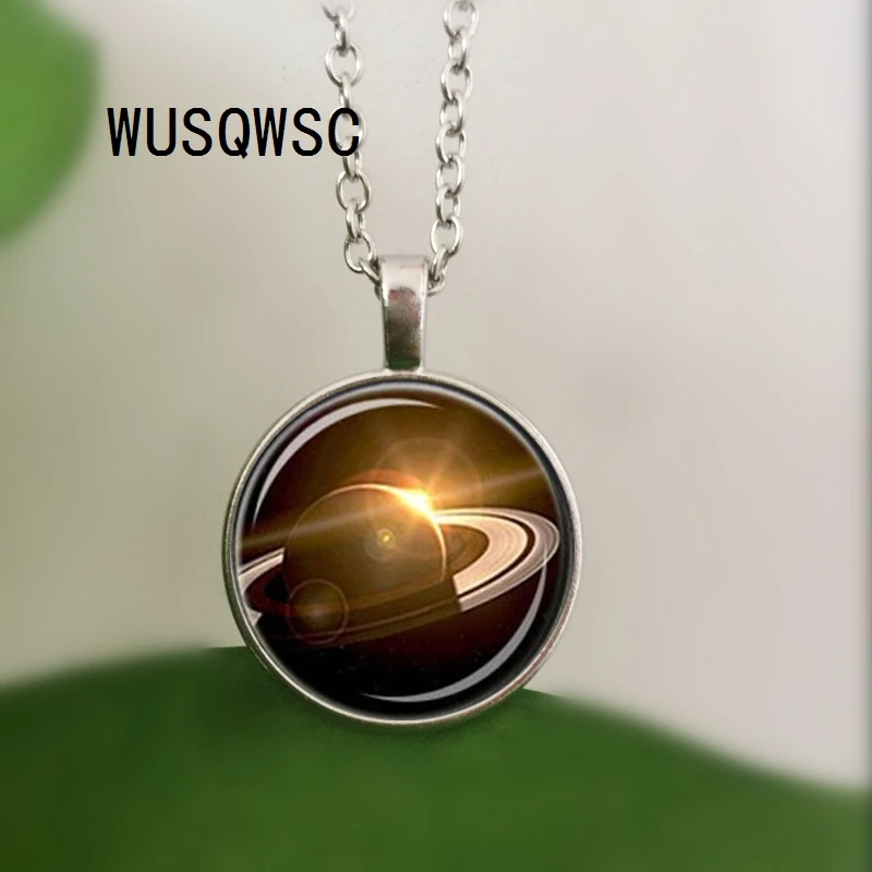 WUSQWSC Оптовая арт стиль ожерелье с фото стекло кабошон планета Сатурн Винтаж