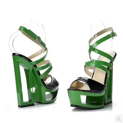 Женские туфли на квадратном каблуке 16 см с открытым носком |