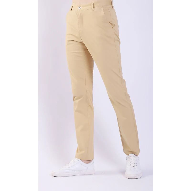 Khaki Новые модные брюки высококачественные удобные мужские штаны из хлопка прямые летние длинные мужские классические повседневные деловые Брюки Желтые - Color: Khaki
