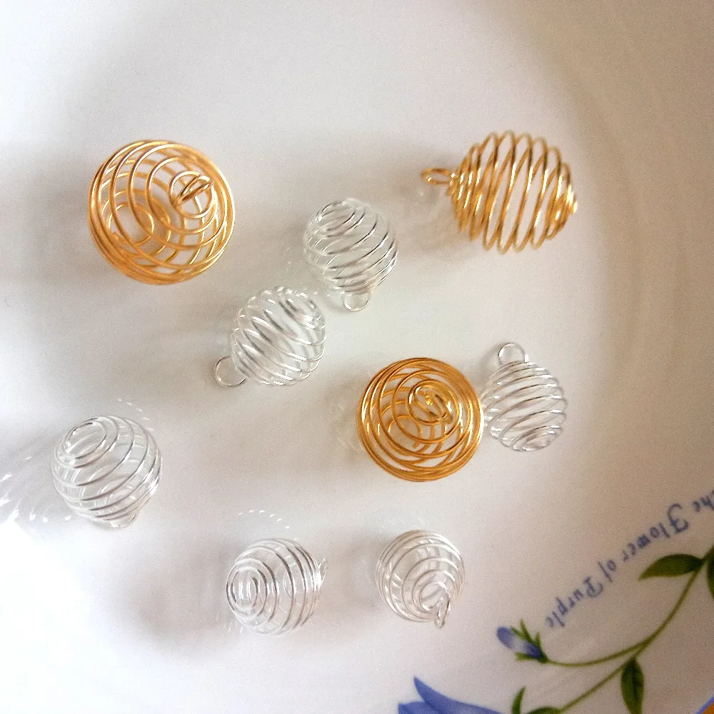 200 шт весенние спиральные бусины кулоны клетки искусственное золотое покрытие