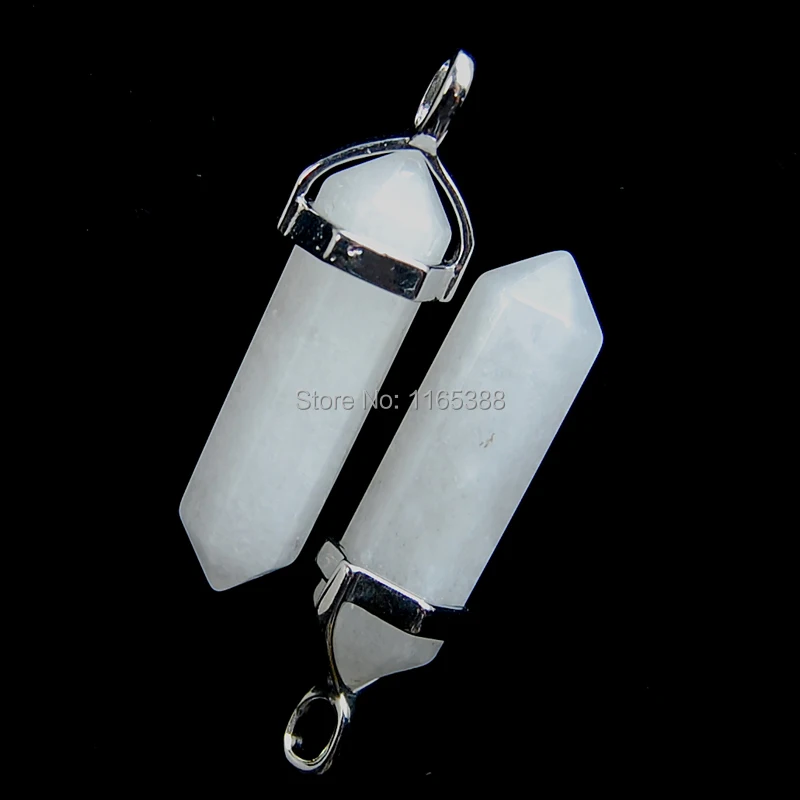 Белый Драгоценные камни шестиугольники рейки Ожерелье чакра Серьги Подвески