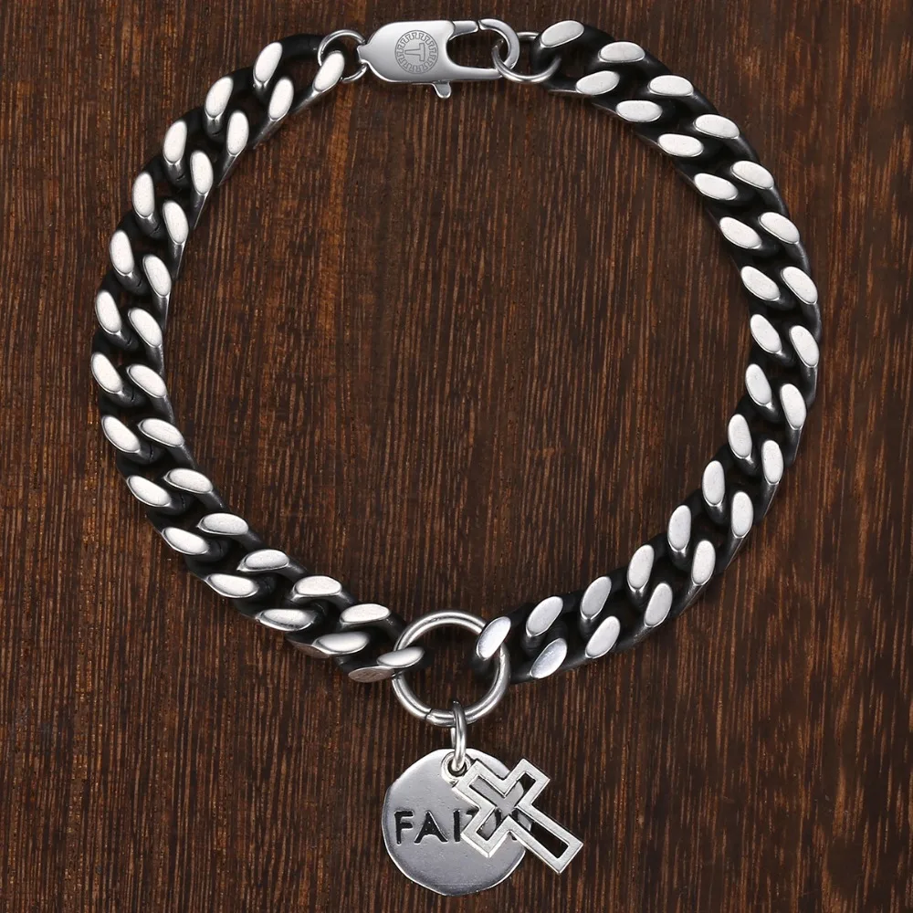 8 мм Мужские браслеты браслет из нержавеющей стали кубинская цепочка группа