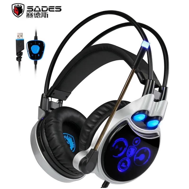 Компьютерная игровая гарнитура Sades R8 USB виртуальный объемный звук 7 1 игровые
