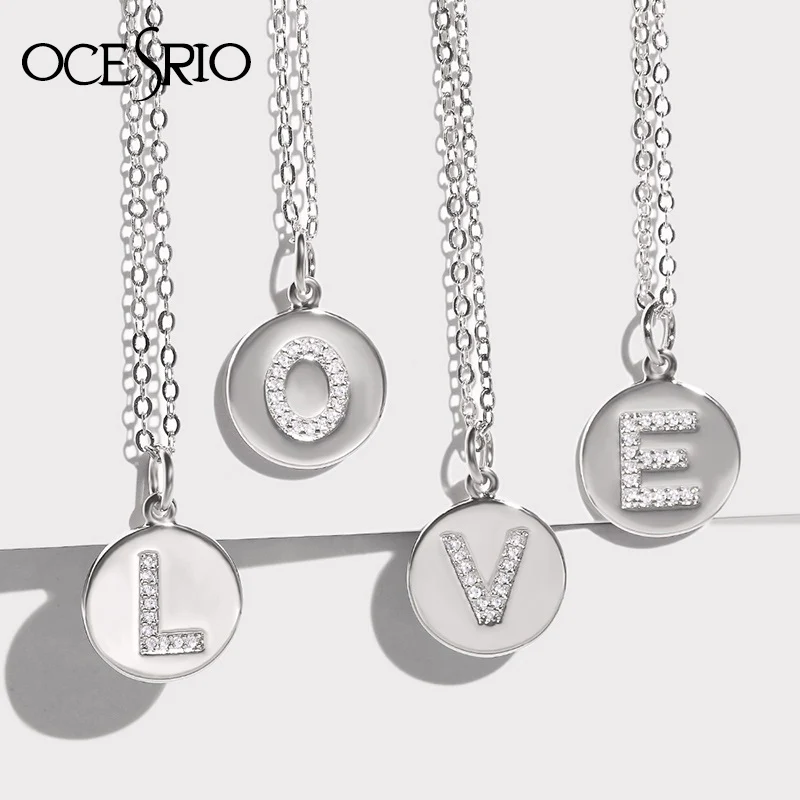 Ожерелье OCERIO с фианитами и инициальными буквами крошечное ожерелье круглым