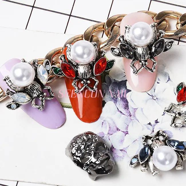 Топ уровень 10 шт./лот сплав Блестящий Жемчуг горный хрусталь украшения для ногтей