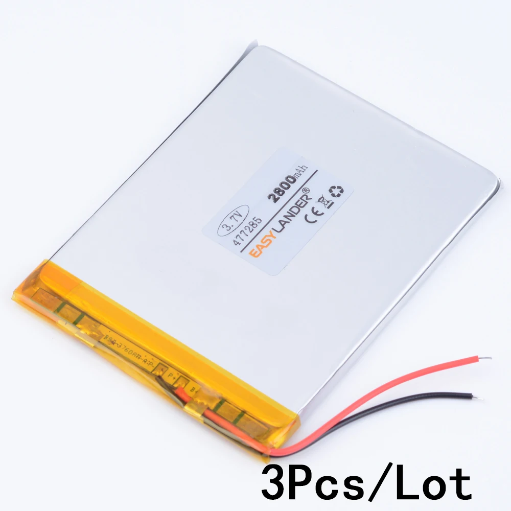

3 шт./лот 3,7 в 2800 мАч 477285 полимерная литий-ионная батарея для планшетного ПК iPAQ электронной книги PDA Портативный DVD Бытовая электроника Лампа б...