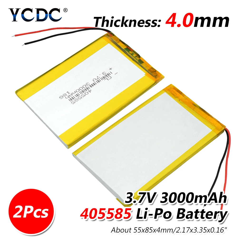 2 pieces 1/2/4x3,7 V 405585 PLIB полимерный литий ионная батарея Li-po Перезаряжаемые 3000 мА/ч, Батарея прочный для планшетного компьютера Мощность банка электронная книга - Цвет: 2 pieces