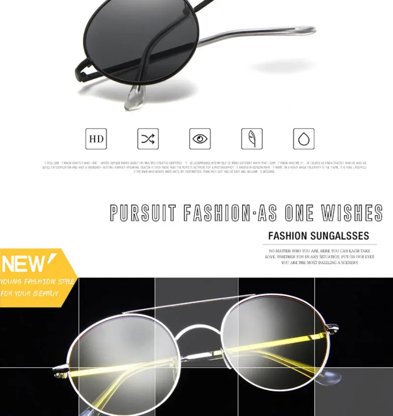 RBRARE Metal Round Frame Sunglasses Women Trend Retro Double Beam Sun Glasses Vintage Luxury Pink Ocean Lens Eyeglasses