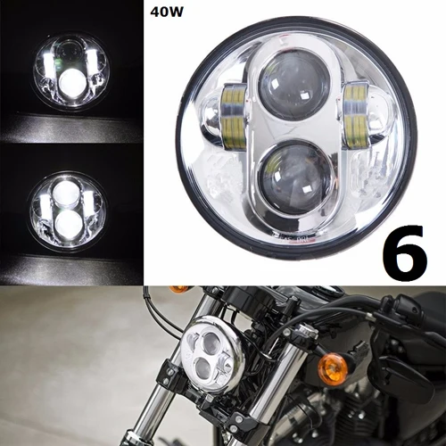 1pcs Chrome 40W 5,75 дюймов moto rcycle светодиодный головной светильник ближнего и дальнего светильник лампочка 6000K спереди головной светильник Корпус ведро moto налобный фонарь для harley Yamaha - Цвет: 1pcs Chrome 40W
