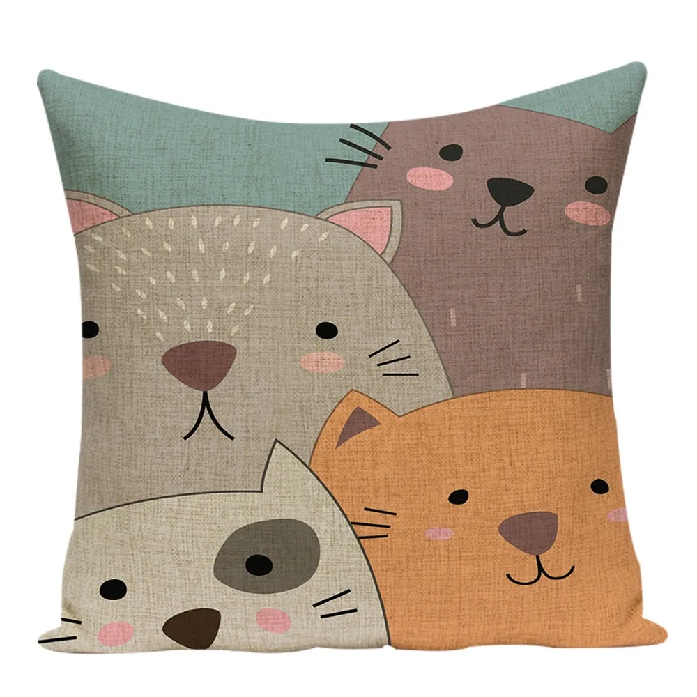 Мультяшный чехол для подушки с изображением животных Декоративные Чехлы на