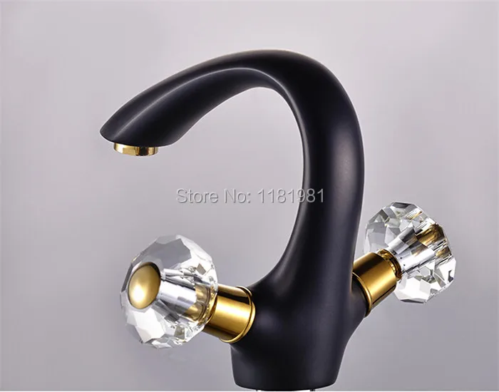 Крепление на палубе двойная Хрустальная ручка одно отверстие черная раковина