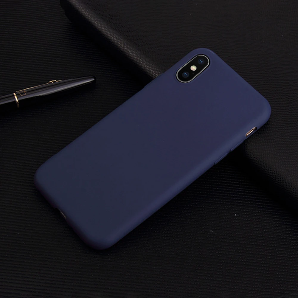 Цветной матовый Силиконовый чехол из ТПУ для iPhone X XR XS Max 6s 6 Plus ультра тонкие чехлы