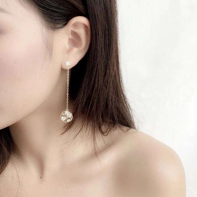 

Long Chain Drop Earring for Women Round Hollow Flower Tree Femme Tassel Earring Party Anniversary Dangle Earring Jewelry