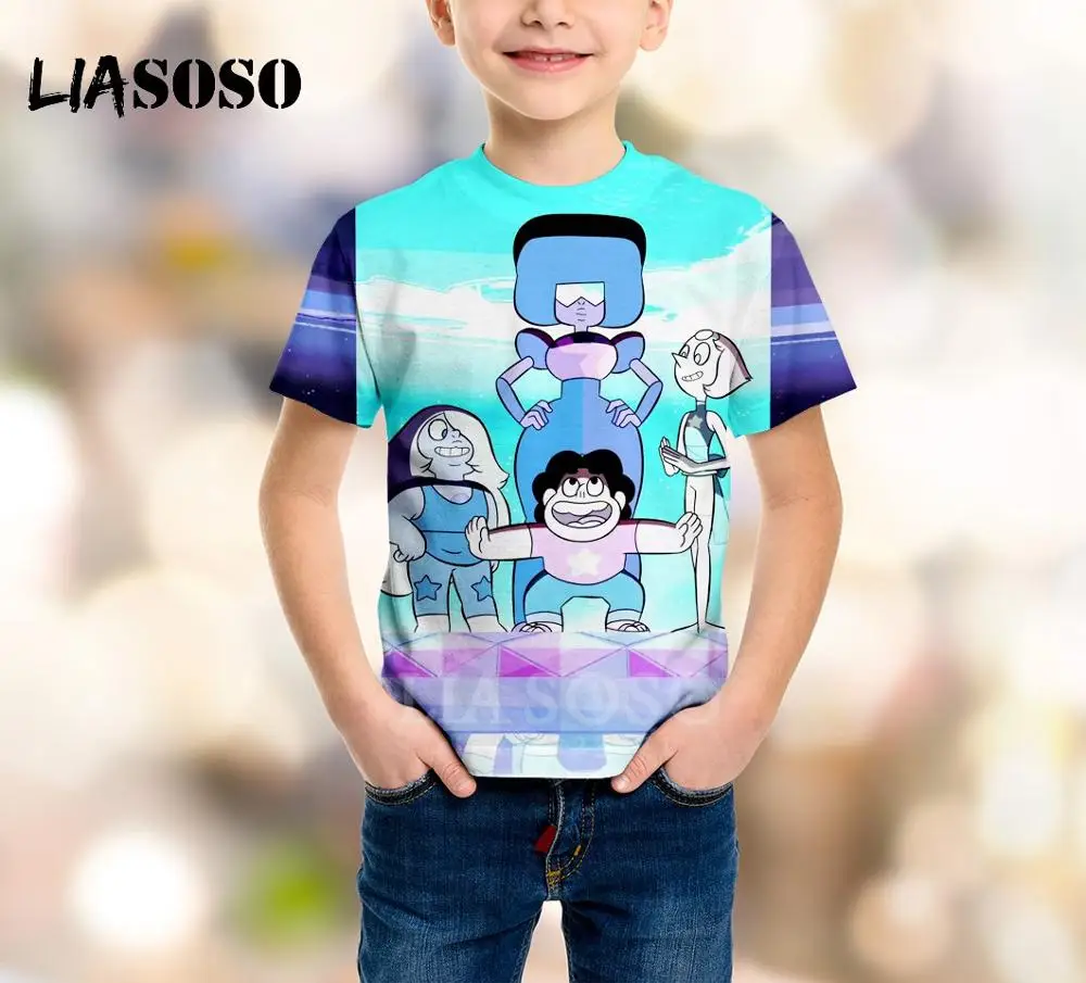 17 LIASOSO Новая детская одежда 3D принт мультфильм аниме Стивен Вселенная футболка Детский свитер для мальчиков и девочек пуловер с короткими рукавами B028 - Цвет: 17
