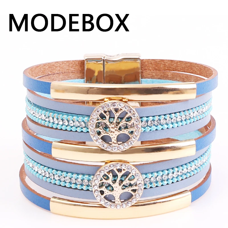 MODEBOX циркониевые кожаные браслеты Дерево жизни дружбы браслет плетеный Напульсник для подарка|Браслеты| |
