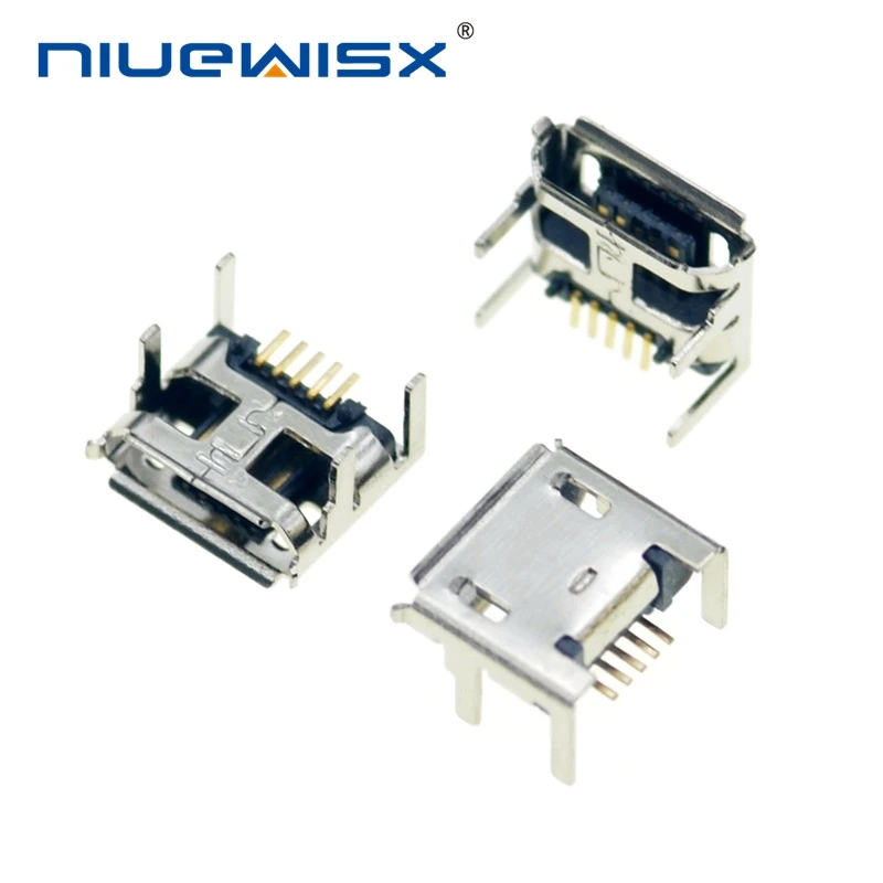 10 шт. гнездо Micro USB 5pin Type B 4 вертикальные разъемы для пайки зарядная розетка