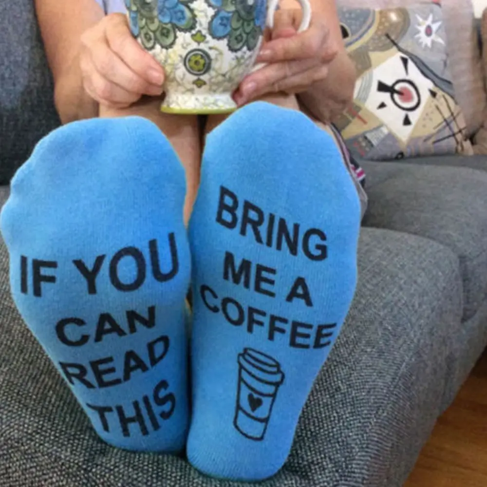Носки мужские короткие с надписью Bring Me A Coffee | Женская одежда
