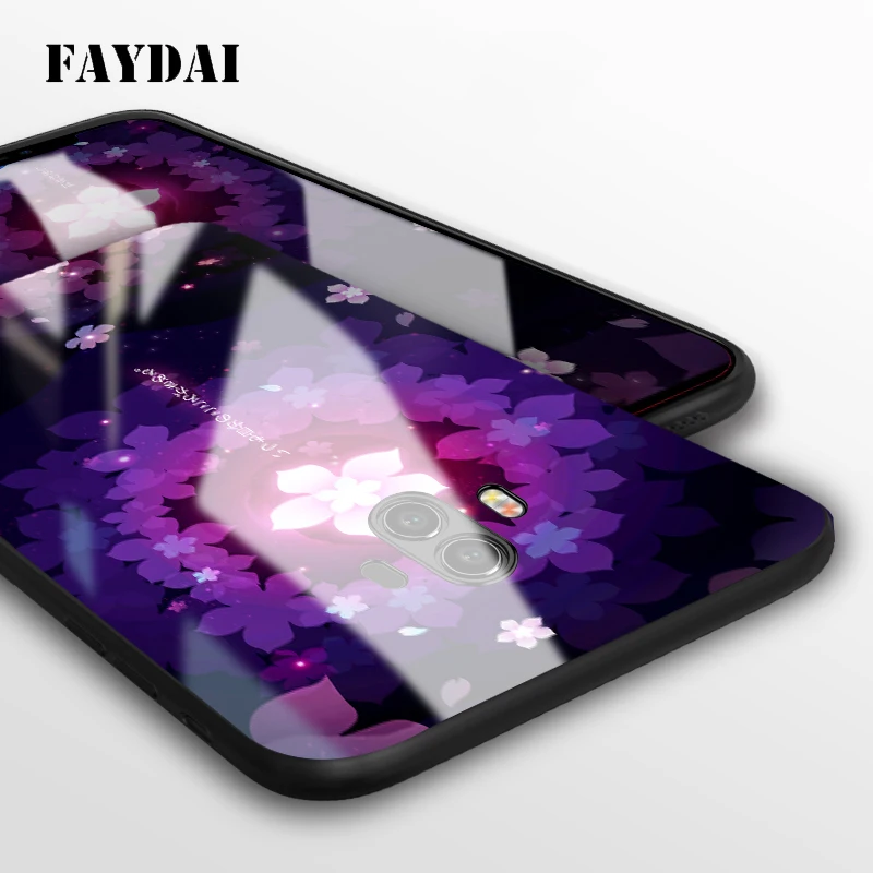 Чехол из закаленного стекла FAYDAI для huawei mate 9 TPU силиконовый узор с Сакурой чехол