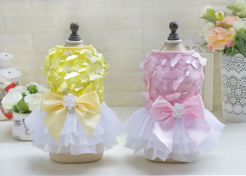 5 шт./лот Милая юбка с рисунком бабочки для собак летнее платье питомцев принцессы