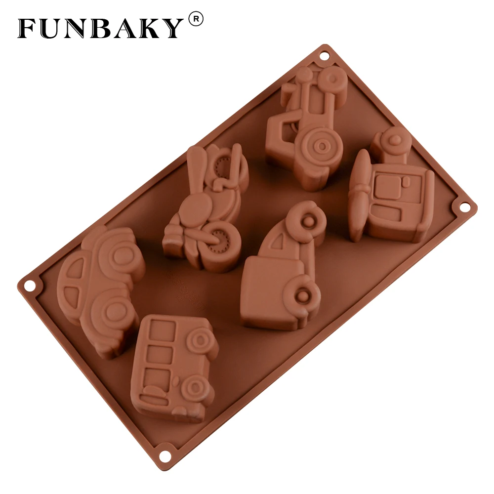 FUNBAKY 6 полости поезд инструменты для украшения торта автомобиля силиконовая