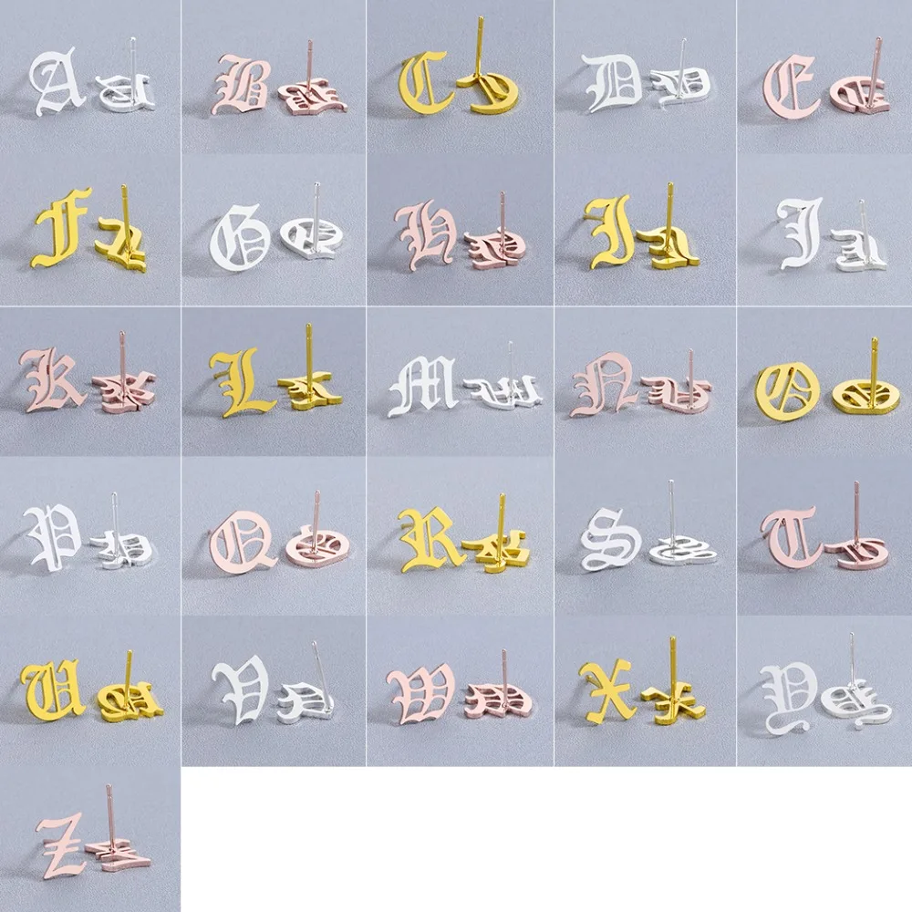 

Серьги-гвоздики Todorova с подвижными тыловыми элементами, маленькие милые серьги с английскими буквами для женщин и мужчин, ювелирные изделия