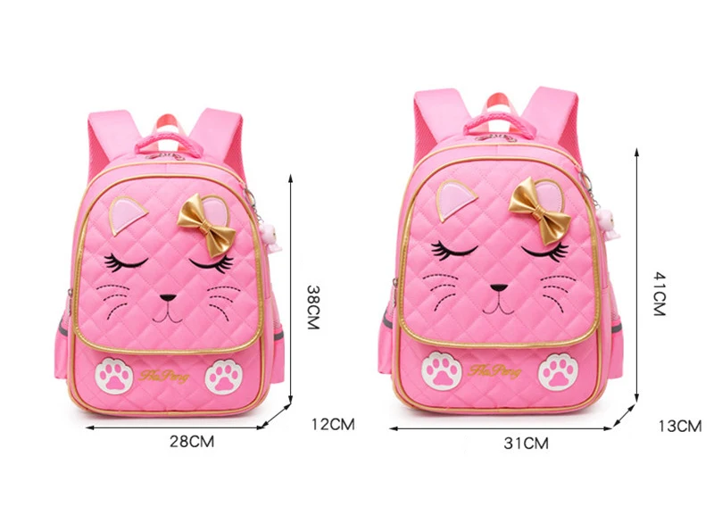 Rolling Backpack Children School Bags 2/6 Wheels for Girls Cute Cat Kids Wheeled Bookbag Trolley Travel Luggage Carry on Mochila